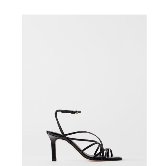Zara heeled leather square toe sandals- size 37 - Picture 2 of 14